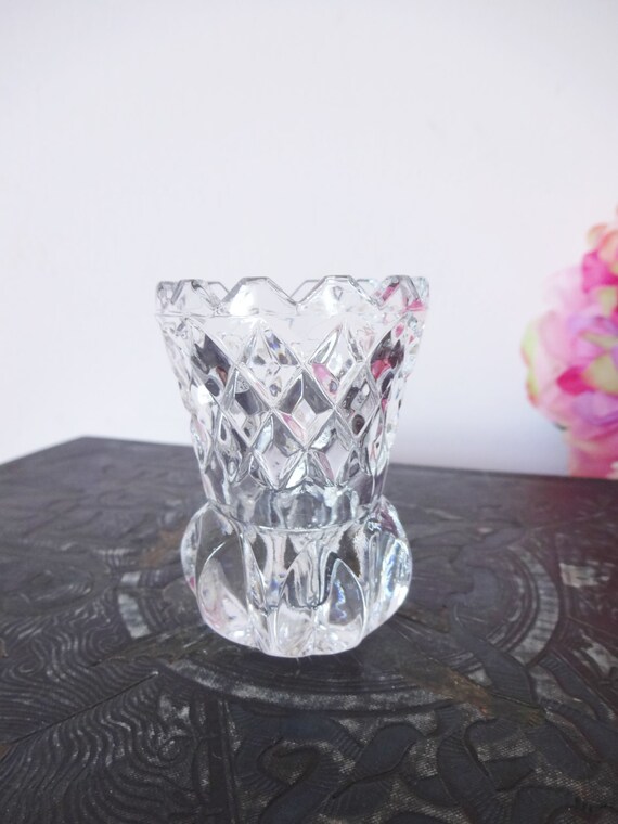 Vintage Cut Glass petite Toothpick Holder by AnnmarieFamilyTree
