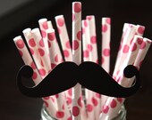 12 Mustache Moustache Party Straws, Party Straws Made to Order Pick your Color Straw