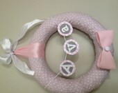 Pink & Grey Fabric Baby Girl Ava Wreath for hospital door, nursery decor, or baby shower