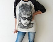 Bob Dylan Shirt T-Shirt Classic Country Folk Guitar Legend Baseball Raglan Tee Shirts Long Sleeve T Shirts Size S