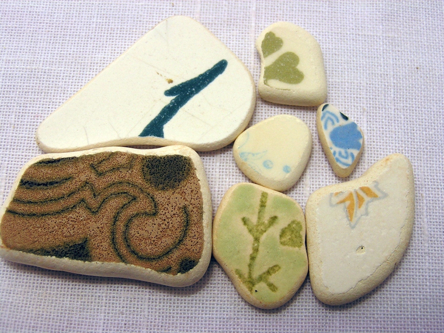 7 Sea pottery, sea pottery jewellery,sea glass pottery,sea glass beads, Unique pieces of the Mediterranean sea