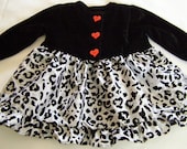 Designer Baby Dress Black/Silver size 12 months Velvet and Satin Flocking