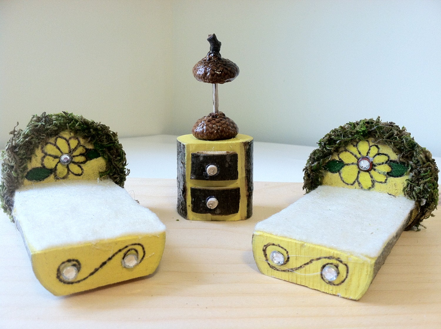 Fairy woodland yellow flower twin bed set - LightofdayCreations