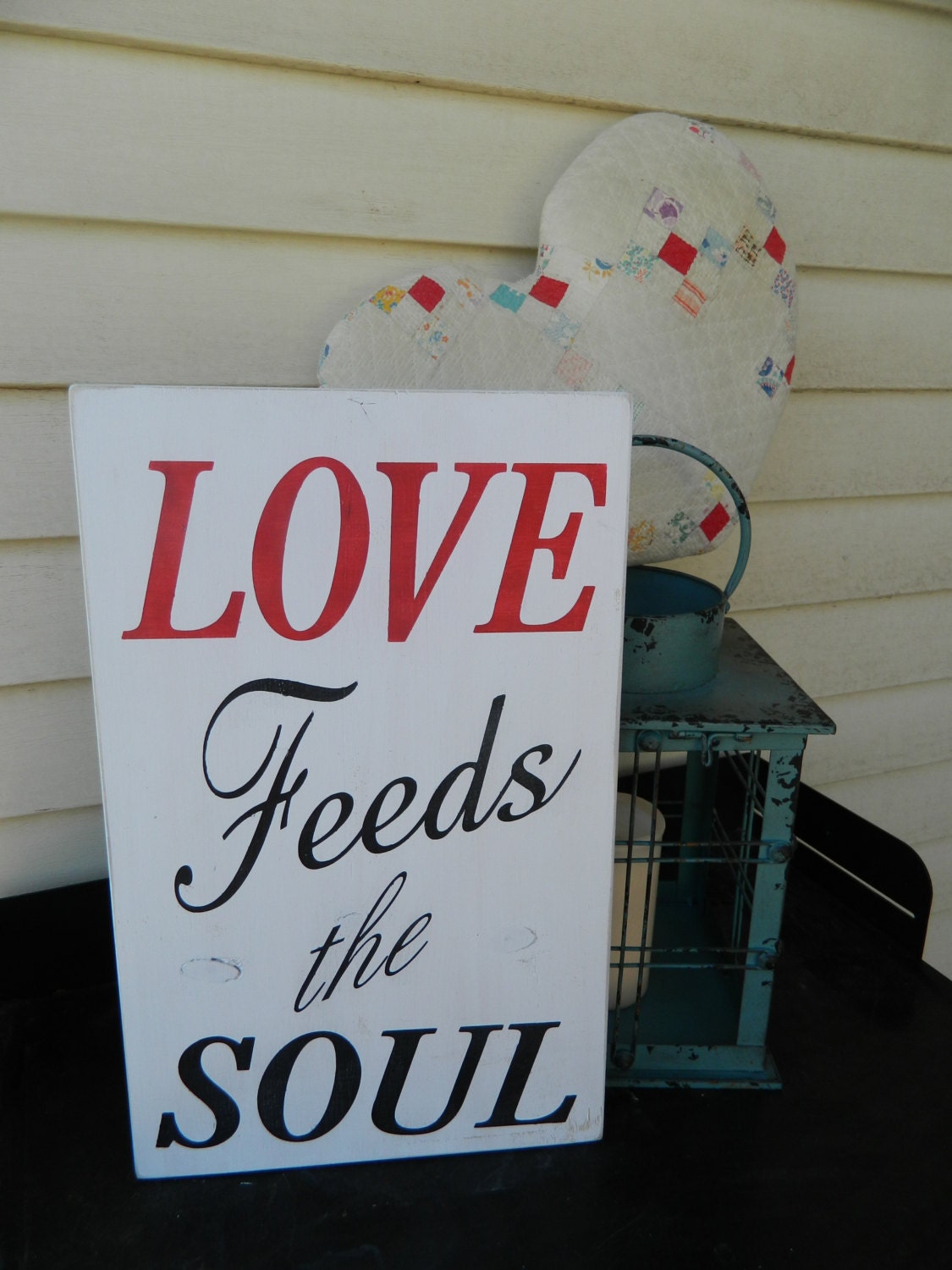 Love feeds the Soul handmade 12x18 wood sign, home decor, Valentine's day, inspirational Christian quotes, great gift
