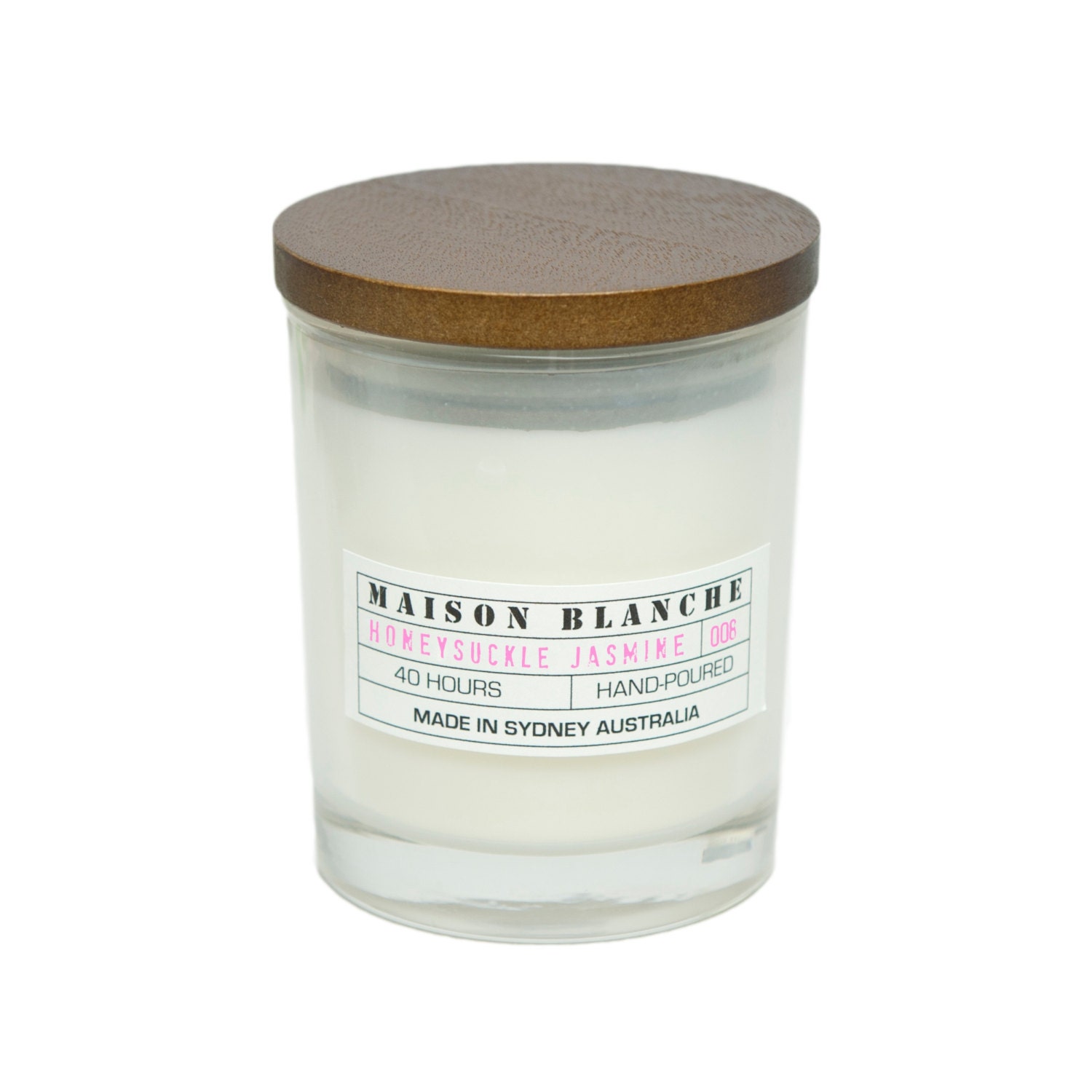 Honeysuckle Jasmine. Medium Soy Candle. Hand-poured. 40 hr burn time.