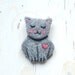 cat animal kitty brooch felt needle felted