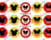 INSTANT DOWNLOAD Cute Boy Mouse Red Black and Yellow Inspired Digital Bottle Cap image sheet 1 inch circle 4x6