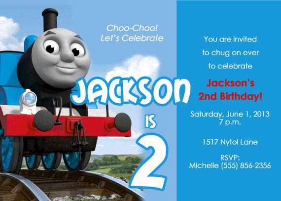 Thomas the Train Birthday Party Invitation Custom - Printable Thomas the Tank Engine Invitation NO PHOTO 4x6 or 5x7 DIY