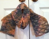 Beautiful Spring Hand-Knit Hand-Dyed Natural Cotton Scarf Sunset Colors, Gift for Mom, Mothers day