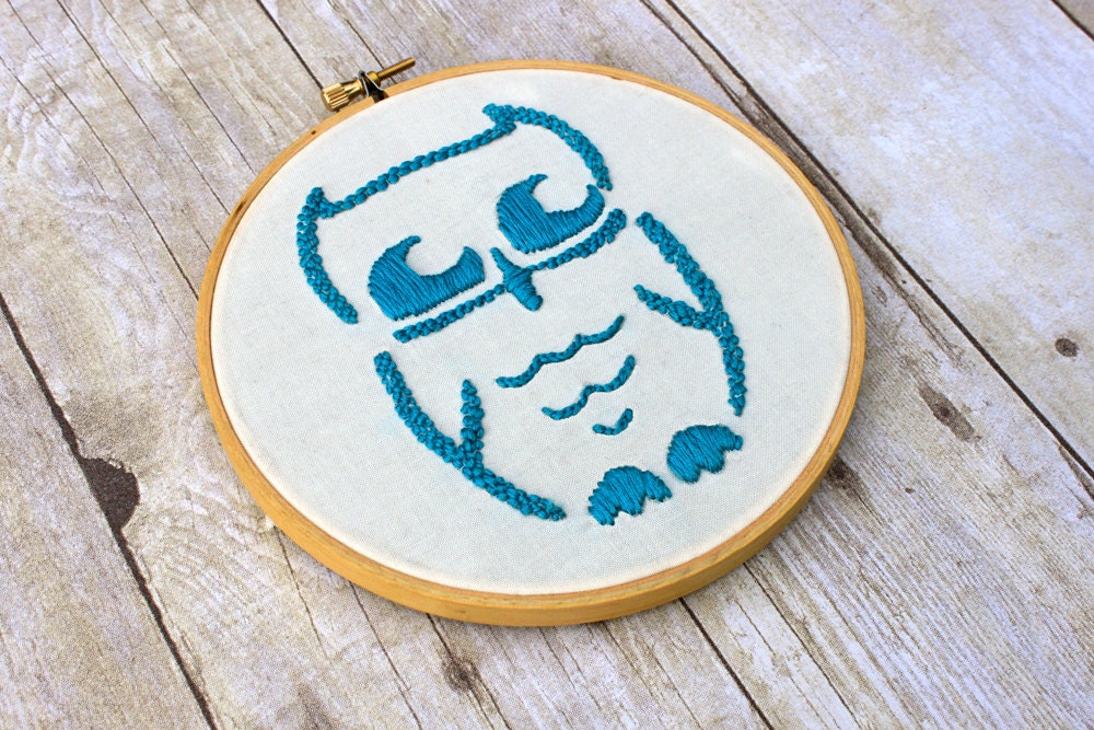 Hand Embroidered Owl Wall Art - Home Decor - Gift