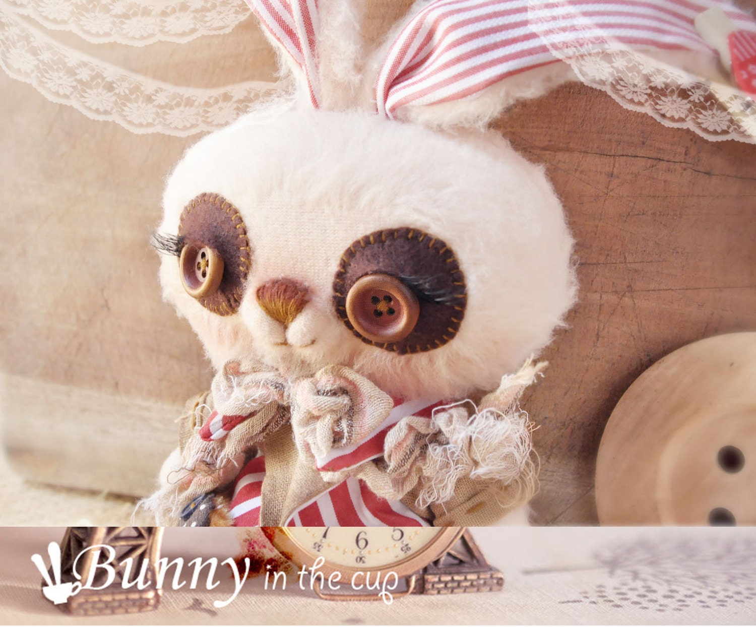 Jointed Bunny bear plush toy, mini folk animals.