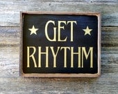 Rustic Wall Art and Signs, Country Music Home Decor, Western Style, Handmade Wood Sign, Black and Gold, Framed Wall Hanging