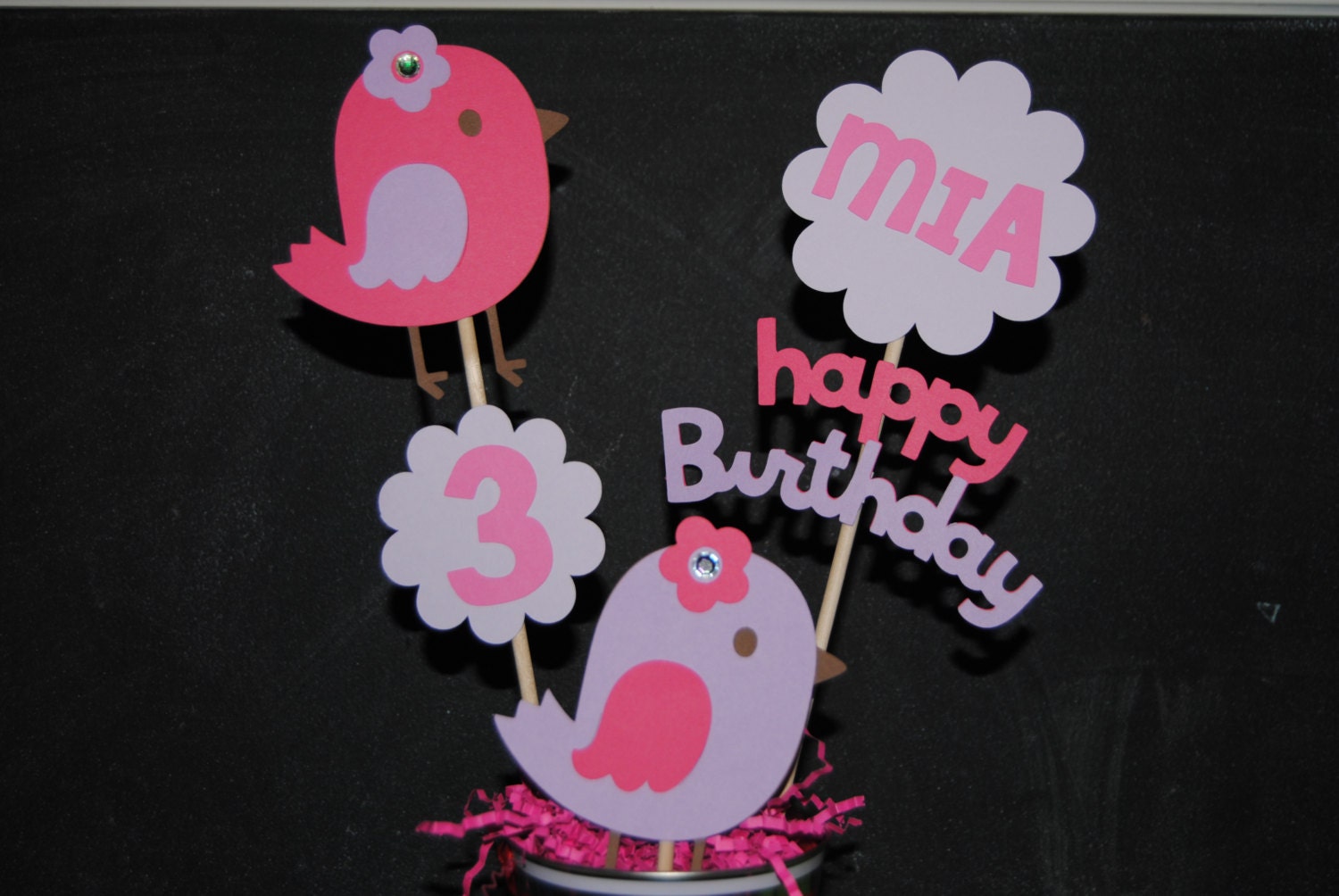 Bird Birthday Centerpiece With Childs Age And Name