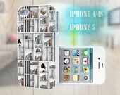 unique iphone case, i phone 4 4s 5 case,cool cute iphone4 iphone4s 5 case,stylish plastic rubber cases cover, white  bookrack book   bp2460