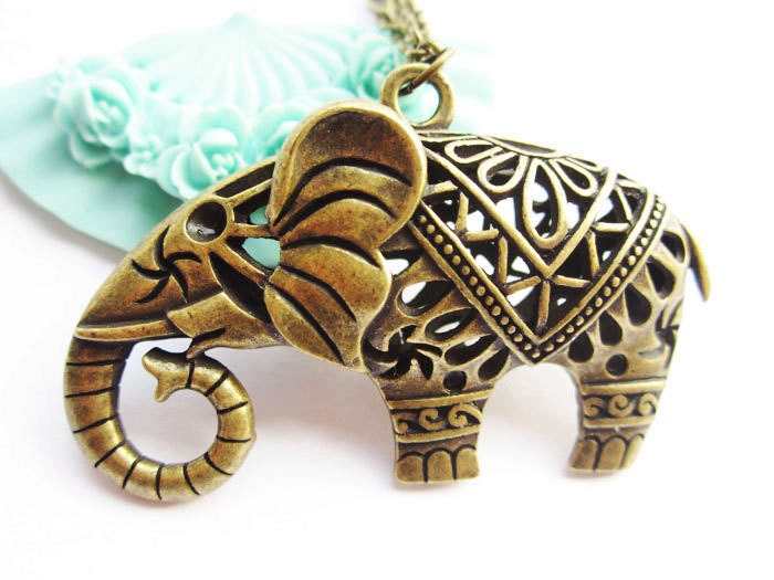The Ancient Ethnic Retro Mystery Carving Elephant Necklace