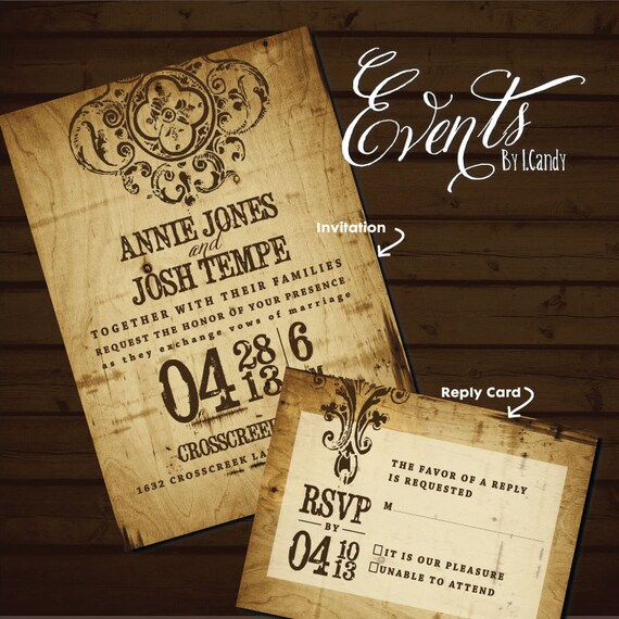 Wedding Invitation Sample Western Wood Like By Eventsbyicandy