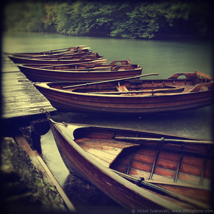 Film photography Wooden Boat. Landscape photography for decor.