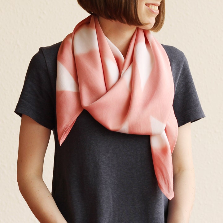 Naturally Dyed Bamboo Scarf - Geometric Pink