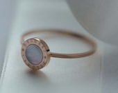 Rose gold white shell circle gold ring friendship ring bridal ring bridesmaid ring engagement ring wedding ring love ring, NR-63