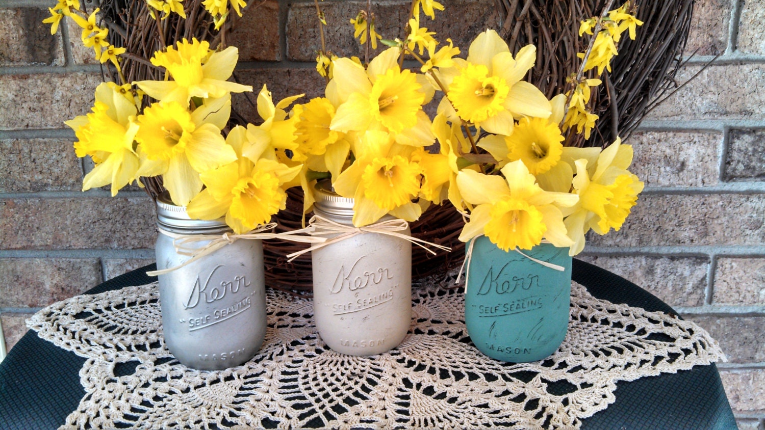 Painted Mason Jars - (3) pint size