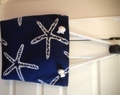 Starfish.  Beach Bag, Summer Tote, Navy Tote, Starfish Bag, Rope Handles