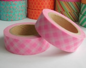Japanese Washi Tape Pink and White Gingham 32.75 feet One roll