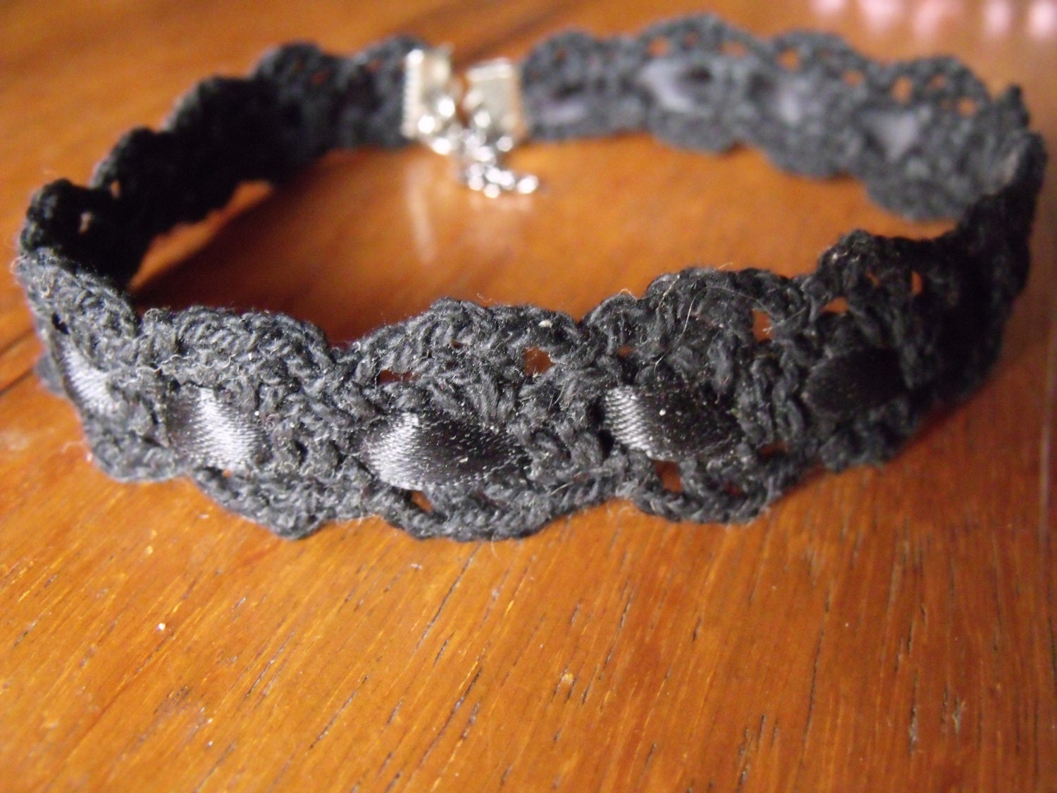 Black Ribbon Crochet Choker Gothic Lolita Victorian Steampunk Costume Cosplay Collar Vampire Baroque Retro Neck Piece Prom Medieval Fantasy