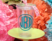 Monogrammed Acrylic Straw Tumbler Cup- Graduation-sorority- spring break- vacation
