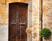 Travel Photography, Italy, Fine Art Photo Print, 8x12, "Entryway", door, ancient, brick, wall, colorful, gold, brown, red, decoration,Travel