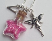 Personalized Pink Fairy Dust Glass Star Necklace