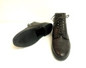 Dark Chocolate Nappa Leather Lace Up Flat Ankle Booties Size FR 38 / EU 37 / US Women's 6 1/2