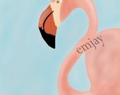 Original Digital Art - Fancy Pink Flamingo - 5x7 (other sizes available) - eMJayDigitalArt