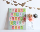 Baby Nusery Decor Art Print Bunting ABCs, Alphabet Nursery Decor Art Print 8x10
