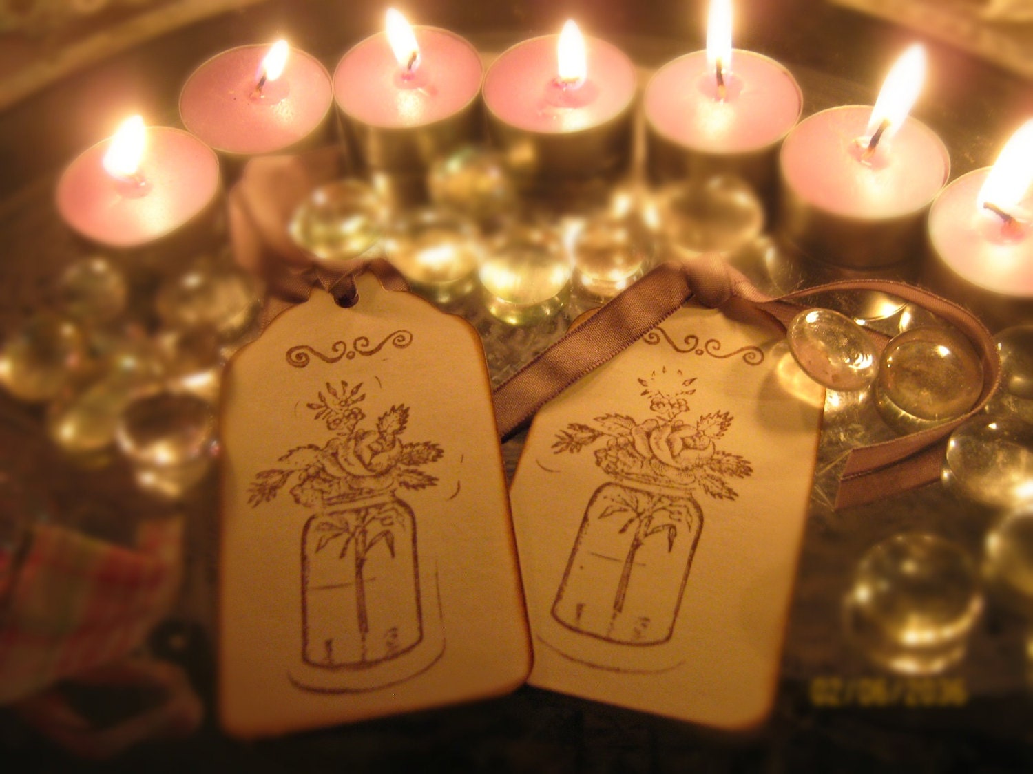 Hand Made Vintage Wild Flowers Gift Tags, Party Favor Tags,Wish Tags
