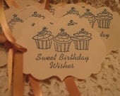Hand Made Vintage "Sweet Birthday Wishes" Gift Tags, Wish Tags, Hang Tags, Party Favor