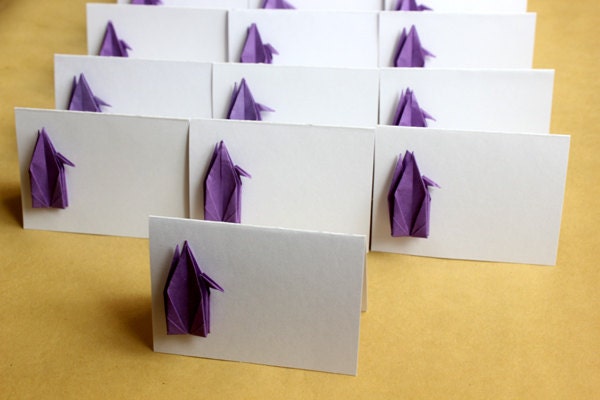 Set of 20 Standing Blank Wedding Place Cards, Escort Cards Origami Paper Crane Tented Escort Cards Table Decoration Weddings Paper Goods