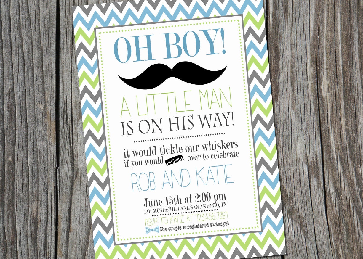 Owl Mustache Baby Boy Shower Thank You Back Invitation Templates
