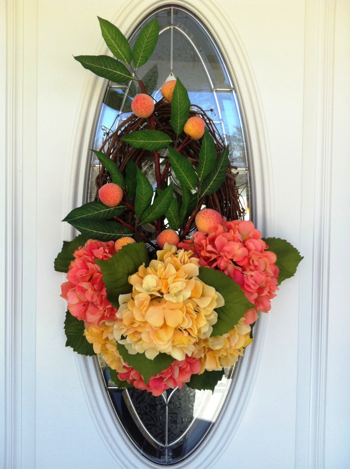 Summer Wreath - Front Door Wreath - Hydrangeas Wreath - Spring Wreath - Etsy Wreaths - Spring Home Décor - JomarisElegance - Wreath