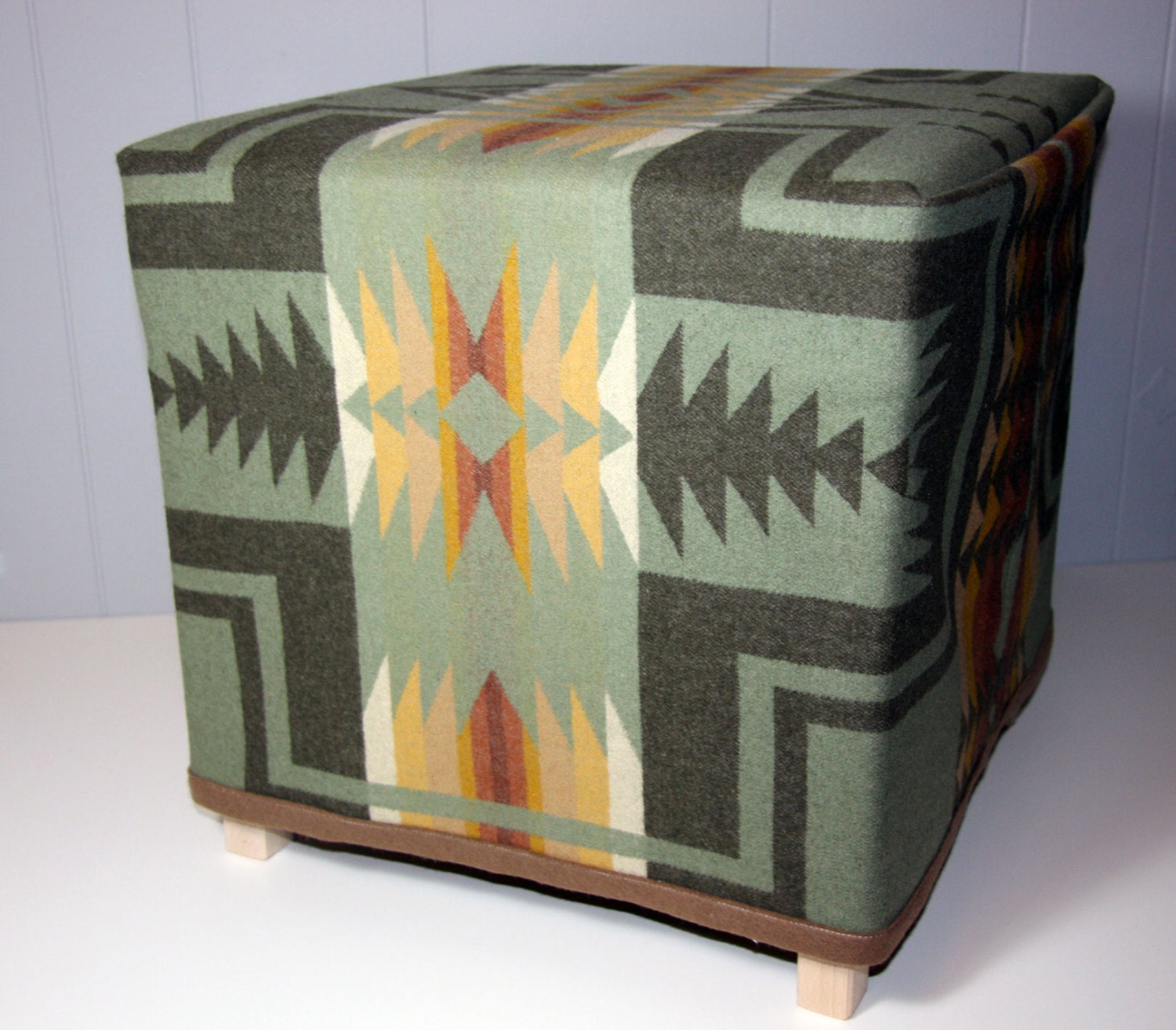 Ottoman and Slip Cover Made from Pendleton Wool