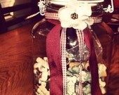Rustic, shabby chic, glass, pet treat jar