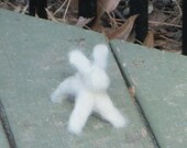 Handmade Needle Felted Animals White baby Bunny Rabbit  Woodland Soft sculpture, OOAK