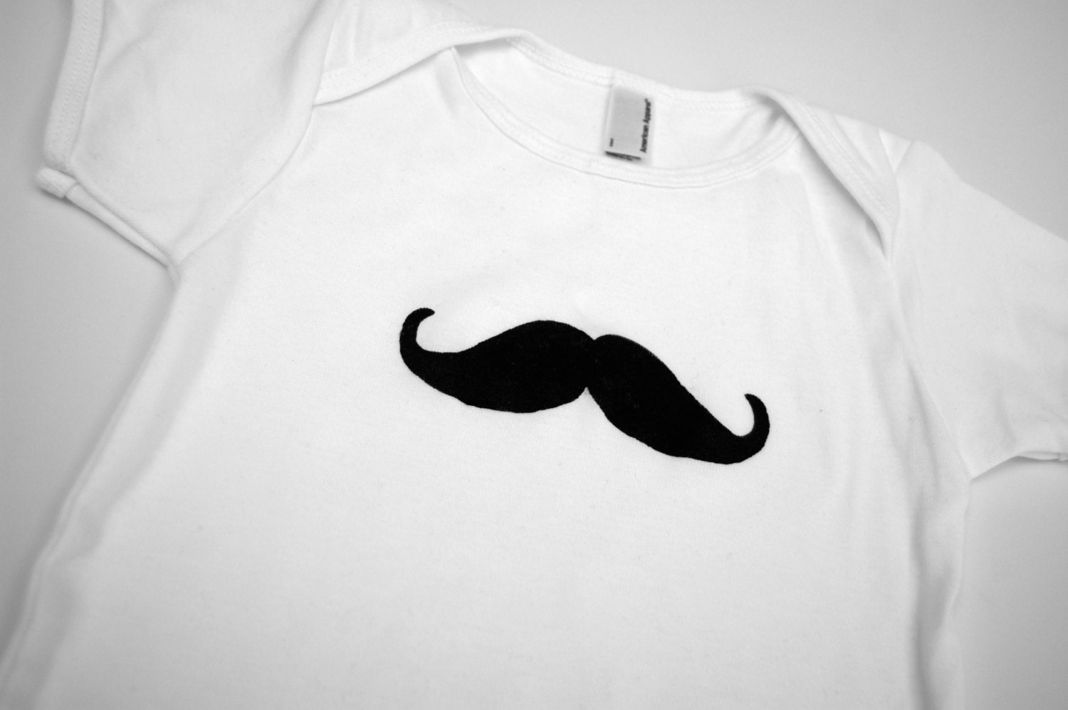 Mustachio Hand Printed Unisex Bodysuit Onesie or Tshirt Boys, Girls Baby Toddler Shirt, Choose Paint and Garment Color
