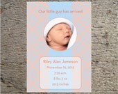 Photo Baby Announcement - chevron, Birthday Invitation, Shower Invitation, Save the Date, Wedding Invitation