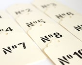 Retro Numbered Tags - Vintage Inspired Paper Tags - Set of 10 - Black and Ivory Soviet Typography numbers Gift Wrap Price Tag Mid Century