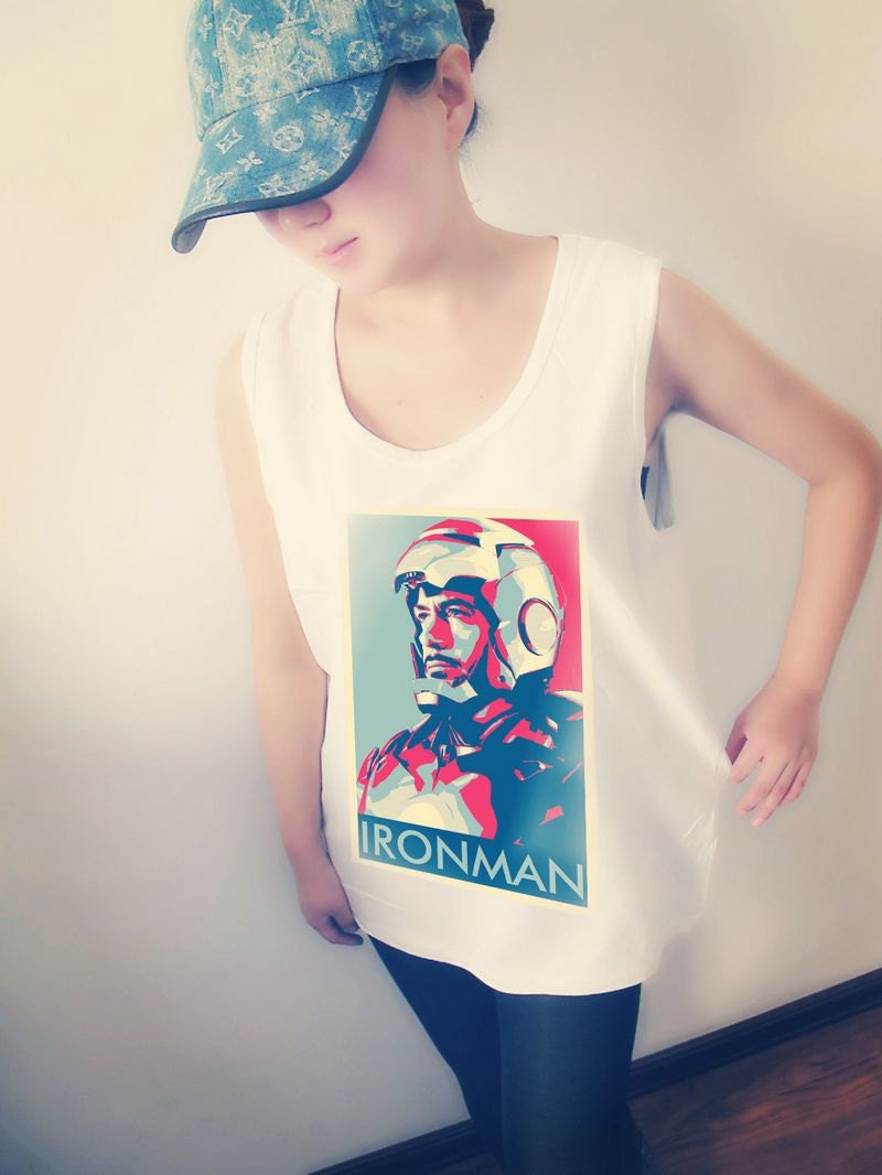 Tony Stark Iron Man Pattern Women Shirt , Crop Top Tank Tops T-Shirt , Sexy Hipster Crop Top Shirt , Custom Photo T-Shirt