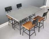 Concrete and Reclaimed Wood Kitchen Table Set / Patio Set / Work Desk - FREE SHIPPING
