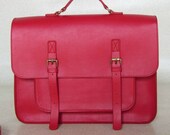 Pink-red Handmade cow leather tote/woman's bag/shoulder bag/briefcase/messenger bag/leather bag/handmade bag/