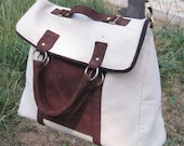 Brown-white Shopping bag/ Handmade cow leather tote/woman's bag/shoulder bag/briefcase/messenger bag/leather bag/handmade bag/