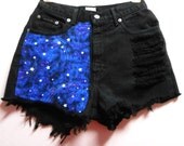 Glow In The Dark Galaxy High Waisted Shorts Waist  27 inches