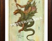 King riding a Dragon from the Magus POSTER large 16 x 22 giclee 1801 reproduction Print
